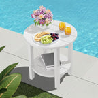 SERWALL Round Outdoor Side Table Set of 2, HDPE Small Adirondack Double End - Image 11