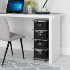 FURINNO Turn-N-Tube LACi 4-Bins System Rack, French Oak Grey/Black - Image 2
