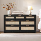 SICOTAS 7 Drawer Dressers for Bedroom Set 2, Long Rattan Dresser, Dresser TV - Image 4