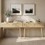 HOPUBUY Console Table Rattan Desk - Image 3