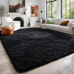 PAGISOFE Fluffy Shaggy Black Area Rug 8x10 Feet, Plush Rugs - Image 5