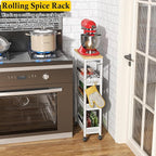 OKZEST Utility Slim Storage Cart, 4 Tier Small Rolling Kitchen Laundry Room Cart - Image 6