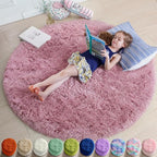 Amdrebio Blush Pink Circle Round Rug 5Ft by Amdrebio
