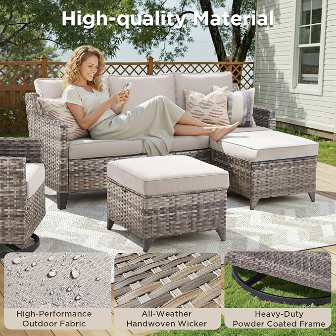 Buenhomino Outdoor Patio Furniture Set-PE Wicker Sofa Couch - Image 2