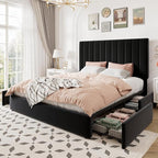 Allewie Queen Size Storage Bed Frame, Vertical Channel Tufted Adjustable - Image 9