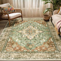 RELEANY Area Rugs 5'x7' Washable Non-Slip, Floral Vintage Distress Print by RELEANY