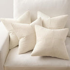 MIULEE Beige Throw Pillow Covers 20x20 Inch Set of 4 Boho Patchwork Cushion - Image 5