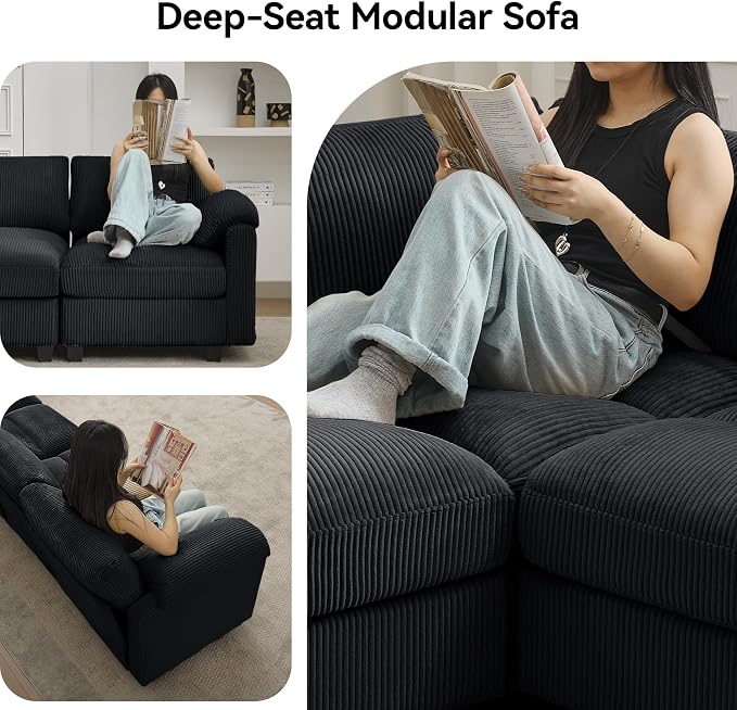 87'' V-Shaped Sectional Sofa Couch, 5-Seater Modular Couches - Image 6