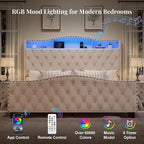 Belffin King Size Bed Frame and Headboard, 50.9" Velvet Upholstered Wingback - Image 4
