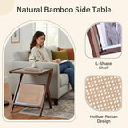 Tiita 2 Pack Rattan Side Table, Mid Century Nightstand, Bamboo Accent Bedside - Image 6