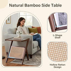 Tiita Rattan Side Table, Mid Century Nightstand, Bamboo Accent Bedside Tables - Image 6
