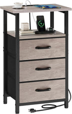 Vagusicc Nightstand with Charging Station, Bedside Table with USB Ports and by Vagusicc