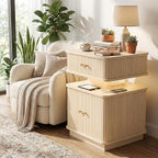 Nightstand with Charging Station, Modern Night Stand with Smart Led Light and 2 - Image 9