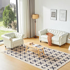 ORRD 2 Piece Living Room Set, Chesterfield Faux Leather Sofa Couch Chair by ORRD