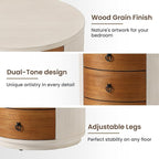 HOMPUS Round 3 Drawer Nightstand Set 2, Farmhouse Chest of Drawers, No Assemble - Image 5