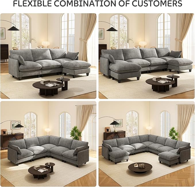 Ihanherry 141" Oversized V-Shaped Modular Sectional Couch, 9-Seater Cloud Sofa - Image 6