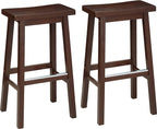 Amazon Basics Solid Wood Saddle-Seat Counter Height Bar Stools by AmazonBasics