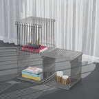 Square Geometry Retro Side Table Prime-Stainless Steel Linear Metal End Table - Image 6