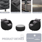 TWT 3 Pieces Aluminum Patio Furniture Set, Hand Woven Polyester Rope Modern - Image 4