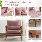 VINGLI Solid Wood Wide Armrests Accent Chair Set of 2, Upholstered Mid Century - Image 5