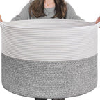 INDRESSME Large Storage Basket, 21.7'' x 13.8'' Cotton Rope Blanket Basket by INDRESSME