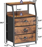 Furnulem Nightstand with 3 Drawers and 2-Tier Shelf, Fabric Small Dresser - Image 3