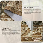 Area Rugs for Living Room, 4x6 Washable Rugs for Bedroom, Non-Slip Retro Floral - Image 3