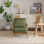 Bonnlo Dark Green Linen Accent Chairs Set of 2, Upholstered Mid Century Modern - Image 8