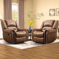CANMOV Leather Recliner Chair Set of 2, Classic and Traditional Manual Recliner by CANMOV