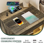 Farmhouse Night Stand with Gun Drawer, Bedside Table with Charger Station - Image 3