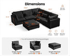 115" Oversized Corduroy Couch Modular Sectional Sofa, Washable Cloud Couch - Image 2