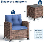 Garvee Outdoor Wicker Chairs, 3 Pieces Patio Furniture Set, All Weather High - Image 2