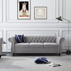Mid-Century 3 Seater Sofa, Velvet Couch - Image 3