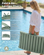Folding HDPE Pool Lounge Chairs Set of 2, Pre-Assembled Outdoor Chaise Lounge - Image 3