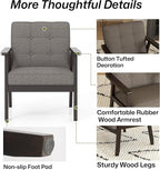 Modern Accent Chair with Arm Rest Set of 2, Upholstered Linen Fabric Leisure - Image 8