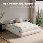 RECCI AirFrame Half-Moon Upholstered King Platform Bed Frame, Velvet Curved - Image 6