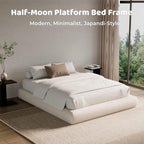 RECCI AirFrame Half-Moon Upholstered Queen Platform Bed Frame, Velvet Curved - Image 6