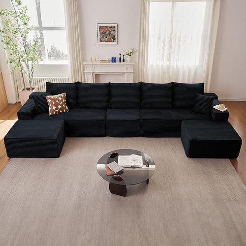 167.7" Sectional Cloud Couch for Living Room, Modular Floor Deep-Seat Sofa by Lakifun