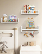 Maxpeuvon Nursery Bookshelves Set of 3, Natural Wood Nursery Floating Shelves - Image 2