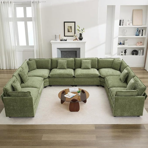 147'' Oversized U Shaped Cloud Sectional Sofa, Chenille Deep Seat Couches by WUTUTUEE