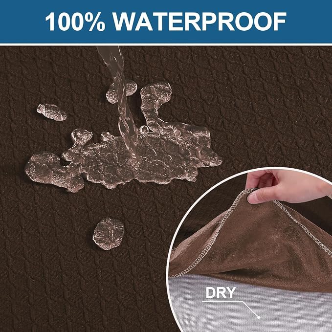 Smiry Waterproof Seat Covers for Dining Room Chairs Set of 6, Stretch Jacquard - Image 3