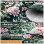 Round Area Rug for Living Room: 4 ft Floral Washable Circle Rug Soft Boho - Image 6