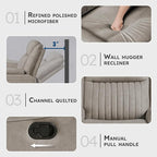 Lexicon Manual Double Reclining Sofa, Polished Microfiber Upholstered 3 Seater - Image 3