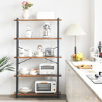 HCHQHS Bookshelf, 5-Tier Industrial Bookcase, Rustic Open Book Shelf, - Image 4