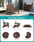 SERWALL Folding Adirondack Bench, HDPE All-Weather Adirondack Loveseat - Image 4