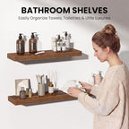 Fun Memories 16 Inch Floating Shelves Wall-Mounted, Engineered Wood Wall Shelves - Image 5