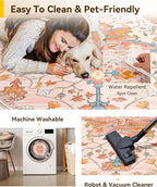 RELEANY Area Rugs Round 4ft Washable Non-Slip, Floral Vintage Distress Print - Image 5