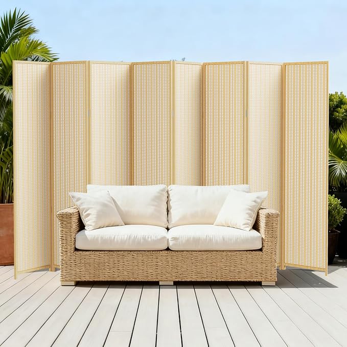 8 Panel Room Divider and Extra Wide Folding Privacy Screen, Bamboo Room Divider - Image 10