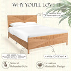 Yechen Queen Rattan Style Boho Bed Frame - Image 5