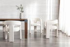 BESTANO Set of 3 Modern Linen Fabric Upholstered Dining Chairs - Image 2